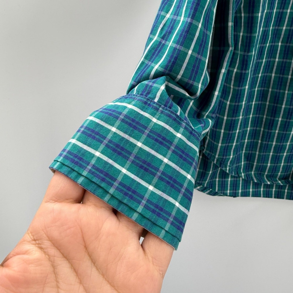 Polo Ralph Lauren Mens Green Blue Plaid Slim Fit Button Down Shirt Size M - Picture 6 of 10